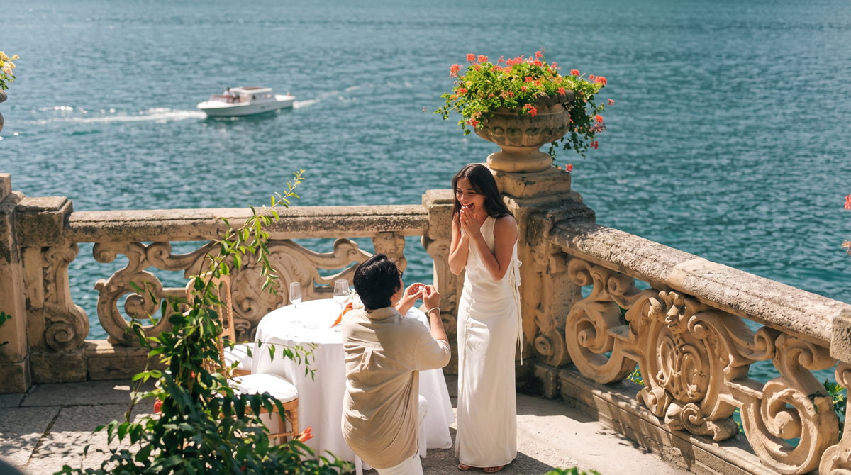 La proposta di matrimonio su una terrazza affacciata sul lago