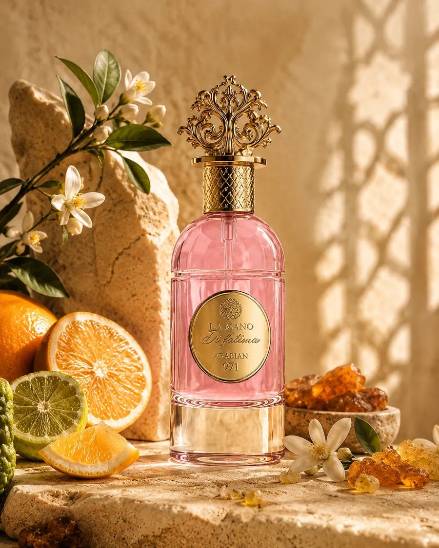 La Mano di Fatima fra arance, bergamotto, fiori d'arancio e resina d'ambra.